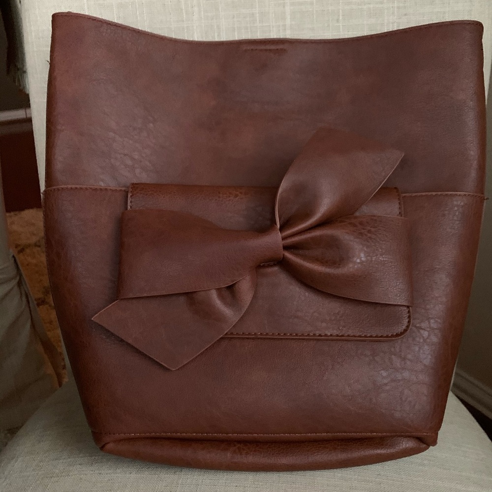 Anthropologie brown leather tote bag